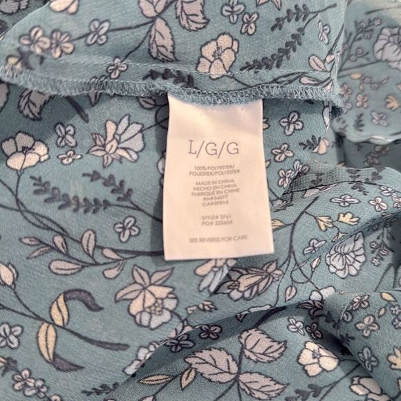 Cabi 3761 Chase Field of Flowers Teal Flowy Long Sleeve V Neck Pullover Blouse - Picture 16 of 16